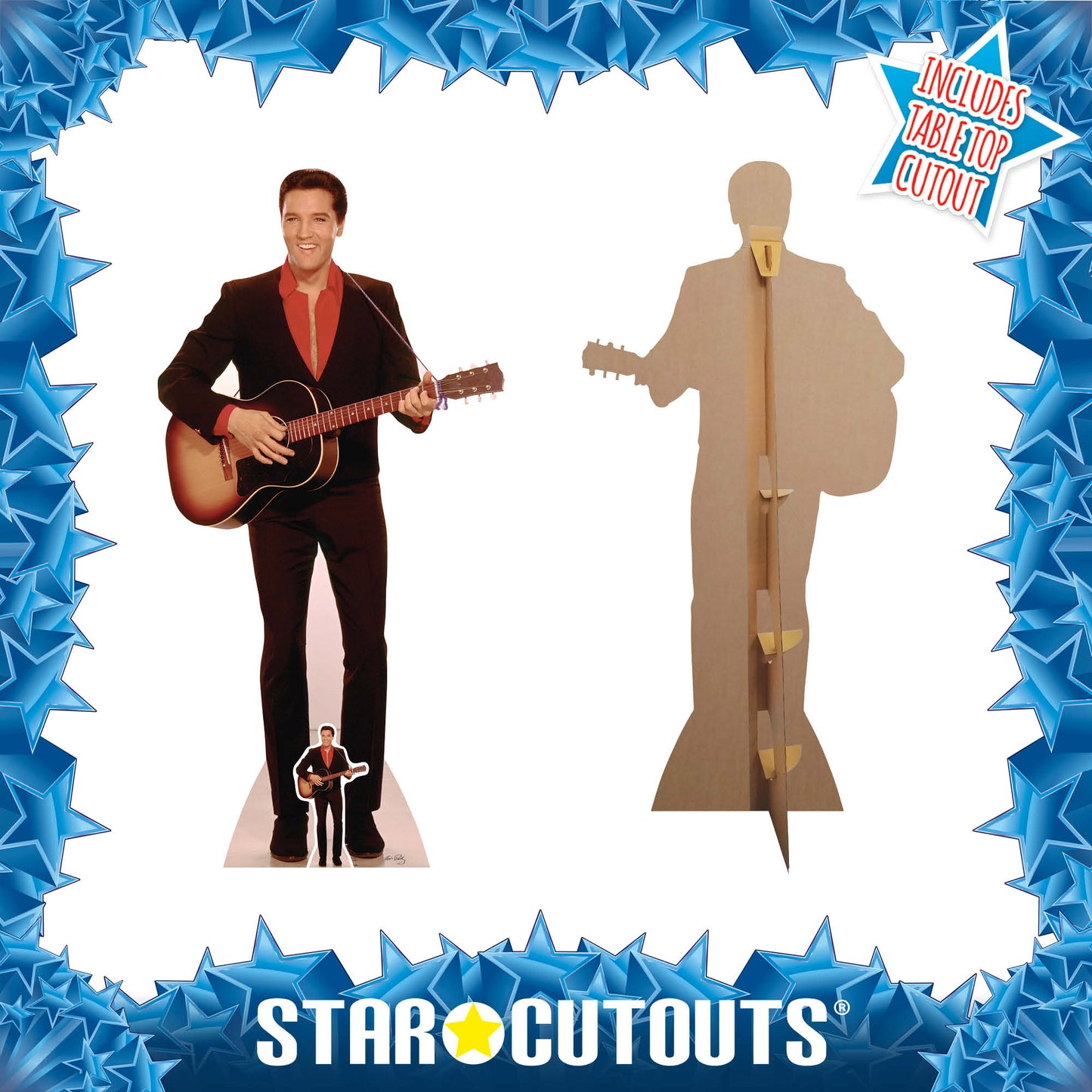 SC241 Elvis Presley Red Shirt and Guitar Cardboard Cut Out Height 180cm