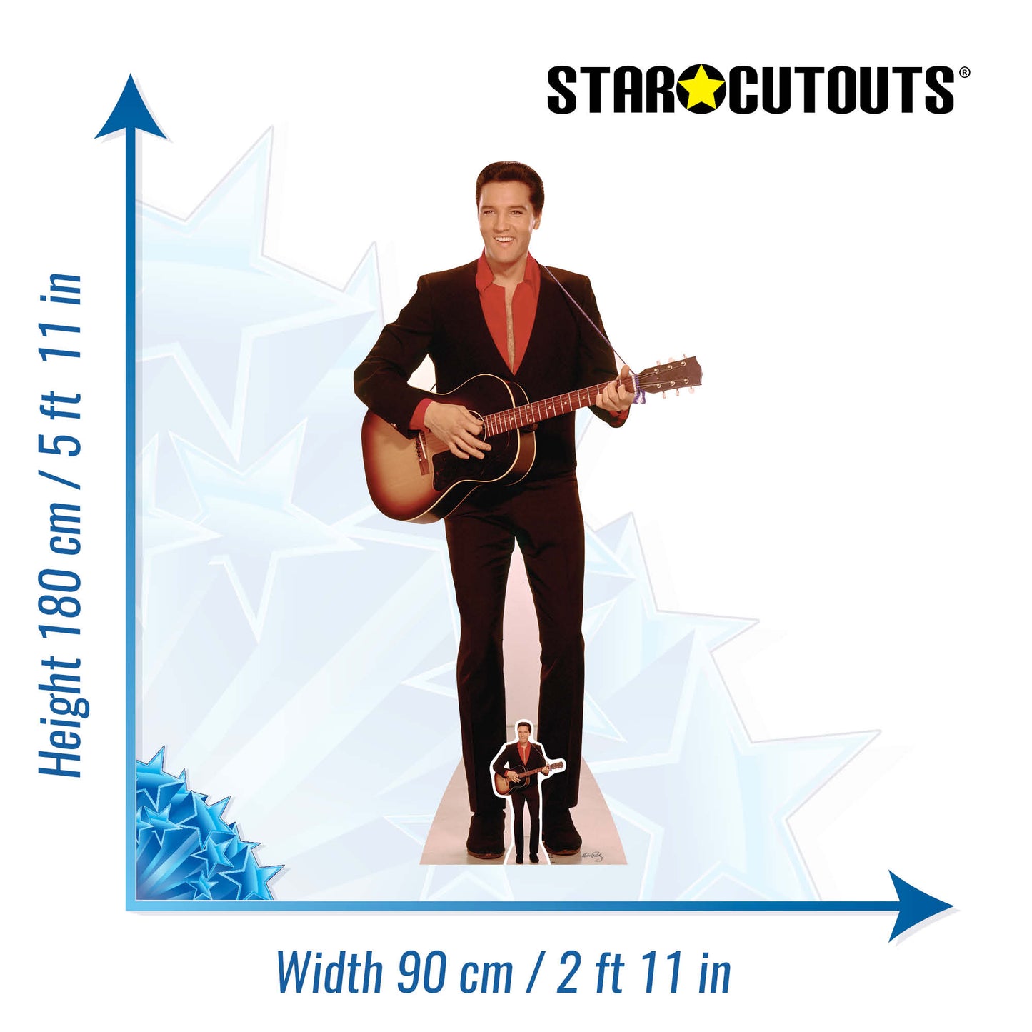 SC241 Elvis Presley Red Shirt and Guitar Cardboard Cut Out Height 180cm