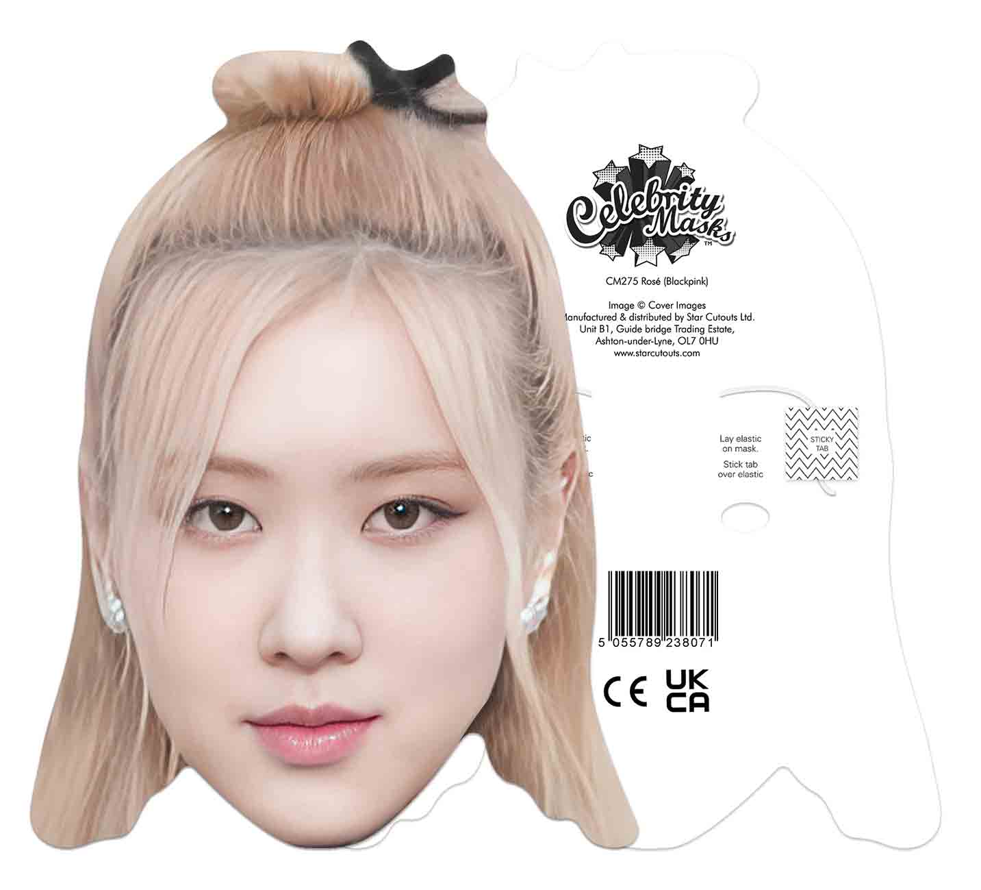 CM275 Rose Black Pink Single Cardboard Face Mask