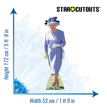 SC349 Queen Elizabeth II- Lilac Dress Cardboard Cut Out Height 172cm