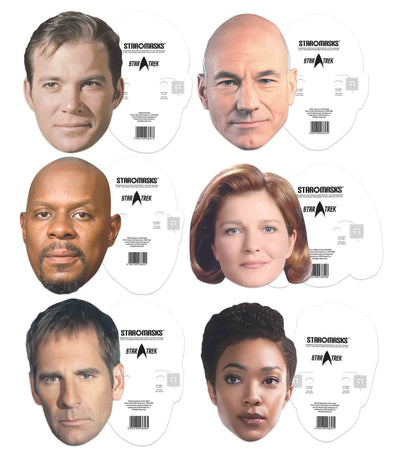 SMP470 Star Trek Space Ship Captains Six Pack Masks - Includes Kirk, Janeway, Archer, Sisko, Picard & Michael Burnham  
