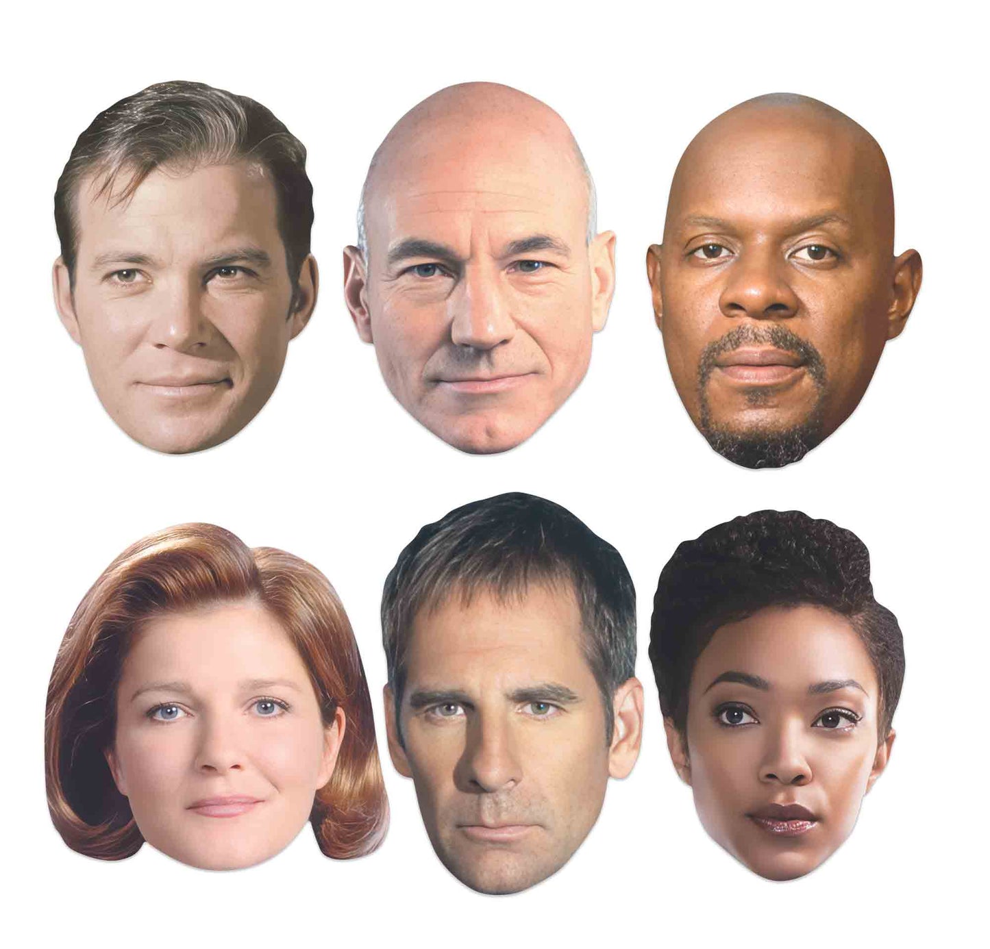 SMP470 Star Trek Space Ship Captains Six Pack Masks - Includes Kirk, Janeway, Archer, Sisko, Picard & Michael Burnham