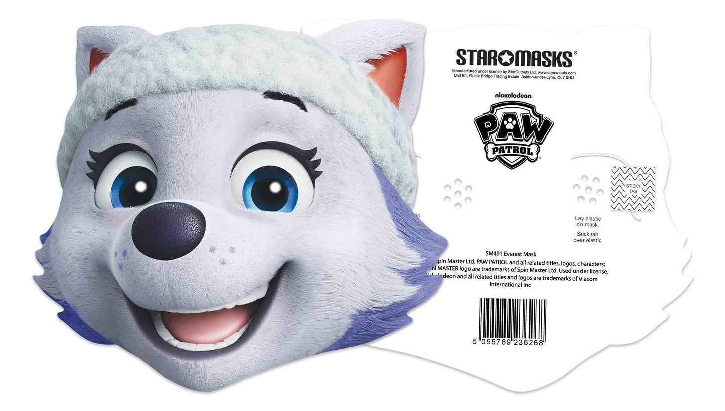 SMP463 Paw Patrol Chase, Rubble, Marshall, Zuma, Skye & Rocky  Multipack Masks 6 Pack Cardboard Cut Out Height 30cm