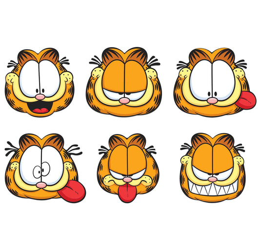Garfield the Cat Six Pack Emotions Masks - Including Iconic Happy, Confused, Angry, Bored, Intimidating & Curious Poses