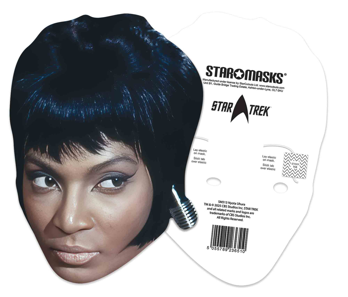 SM513 Uhura Mask Nichelle Nichols Star Trek  - Includes Tabs and Elastic