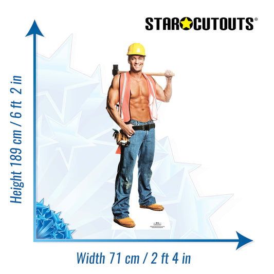 SC529 Billy  Construction Worker Cardboard Cut Out Height 189cm - Star Cutouts