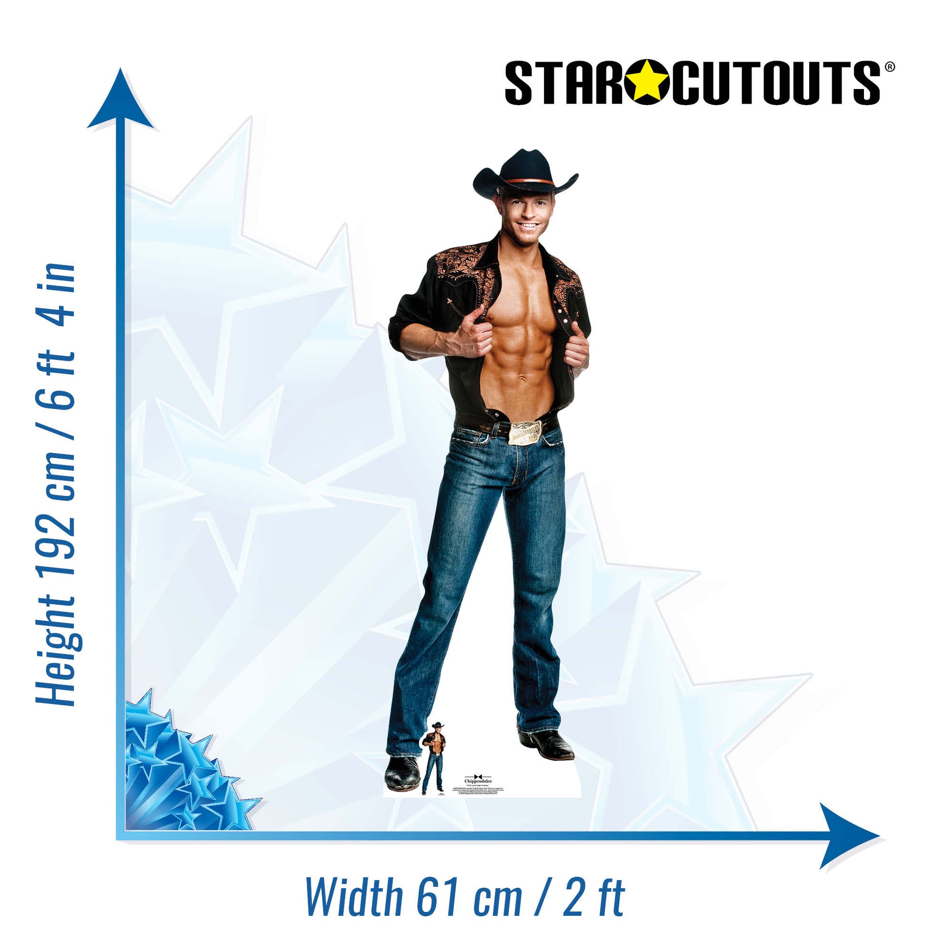 SC530 Jaymes Vaughn  Cowboy Cardboard Cut Out Height 192cm - Star Cutouts