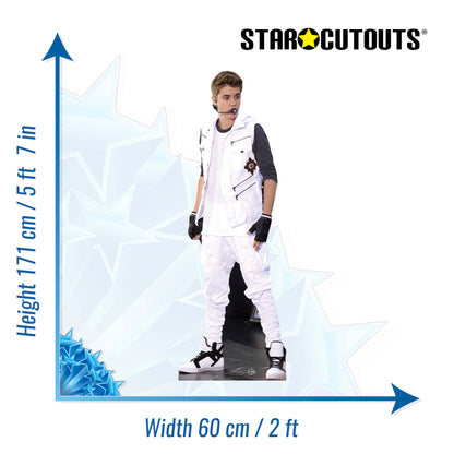 CS543 Justin Beiber - White Tracksuit Height 171cm Lifesize Cardboard Cutout