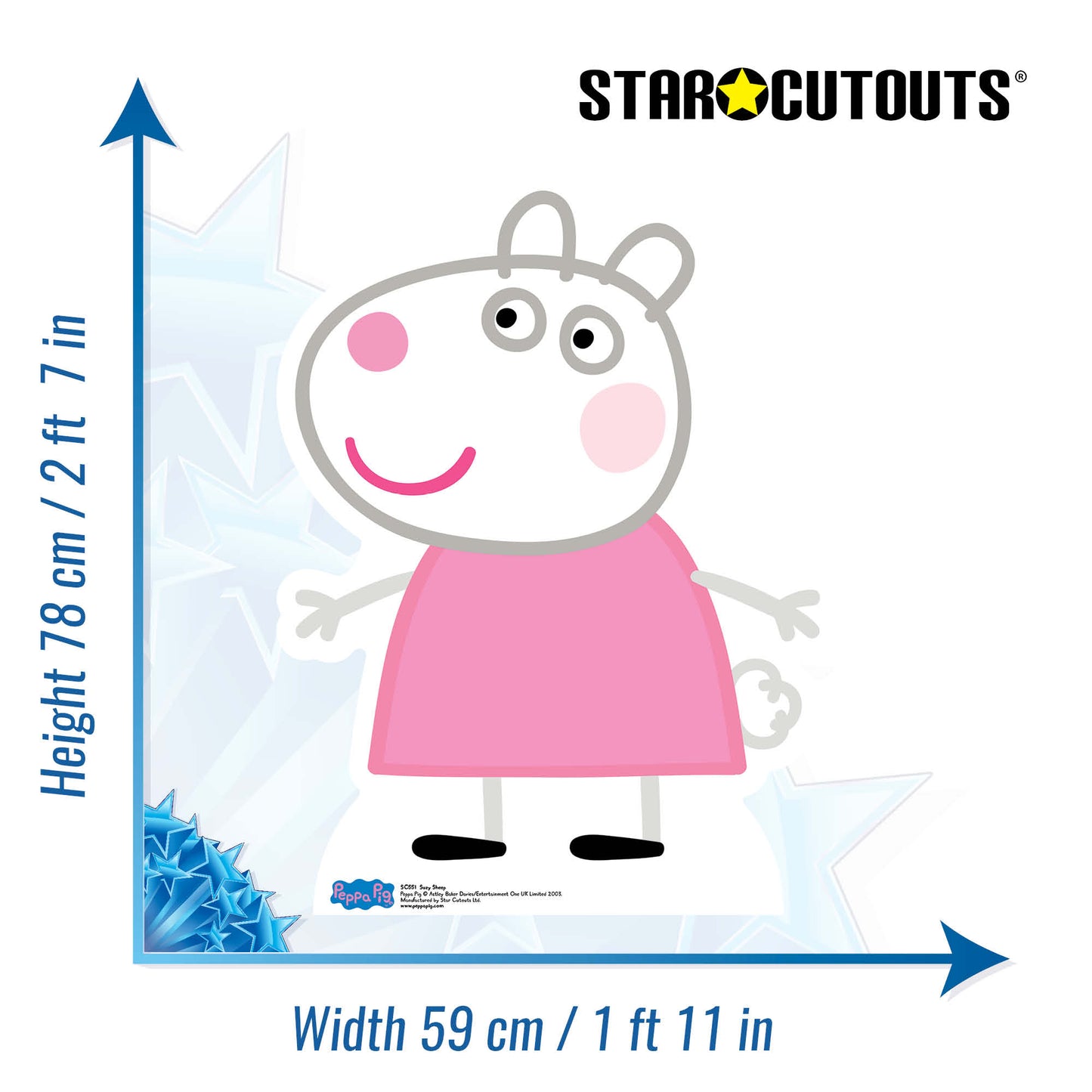 SC551 Suzy Sheep (Star Mini Cut-out) Cardboard Cut Out Height 78cm