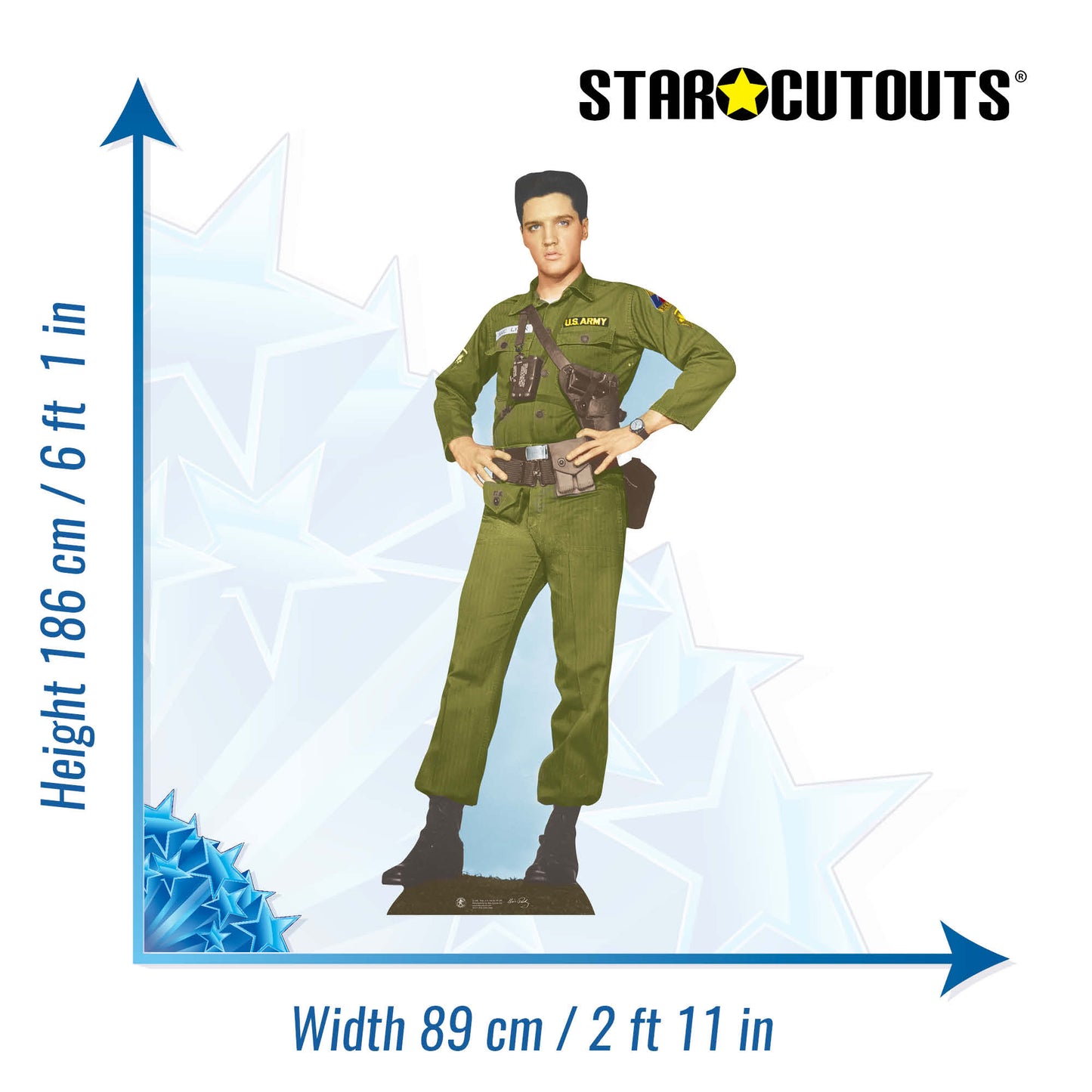 SC571 Elvis Presley Army Days Cardboard Cut Out Height 186cm