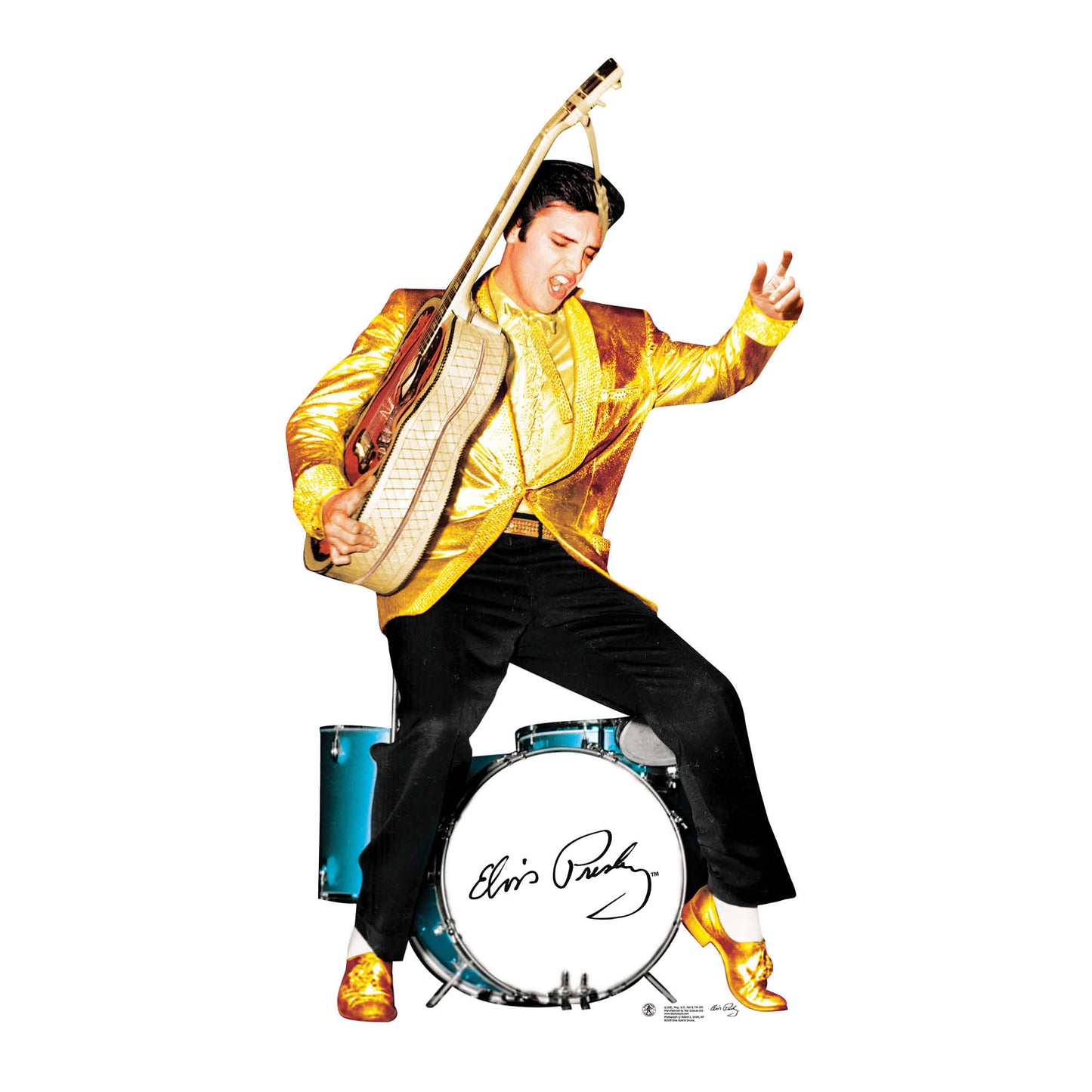 SC578 Elvis Gold And Drums Cardboard Cut Out Height 185cm