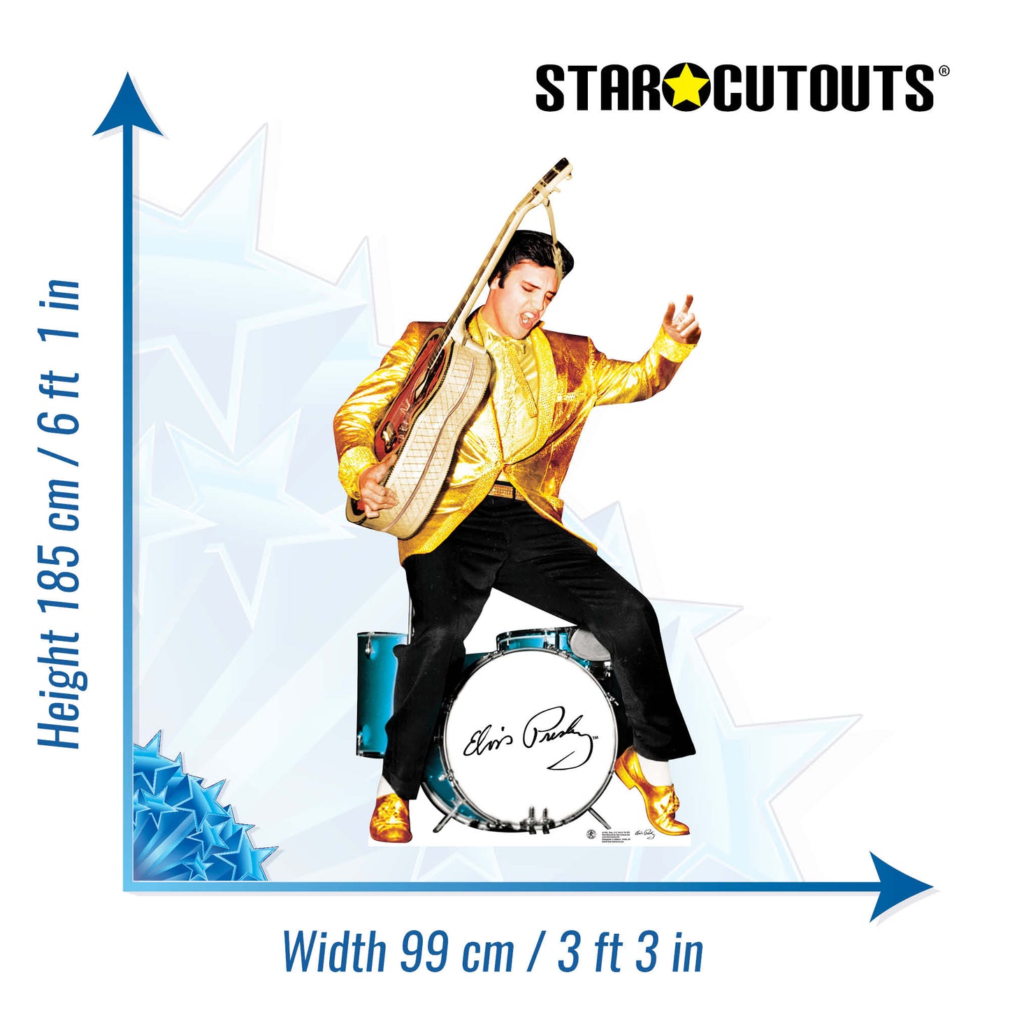 SC578 Elvis Gold And Drums Cardboard Cut Out Height 185cm