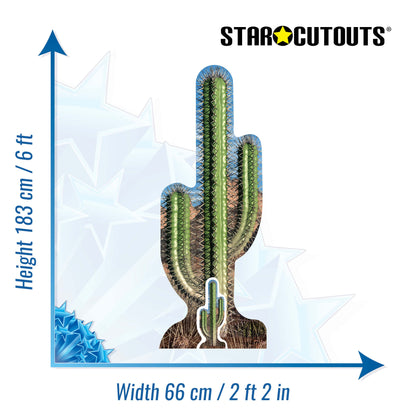 SC583 Cactus Single Cardboard Cut Out Height 183cm