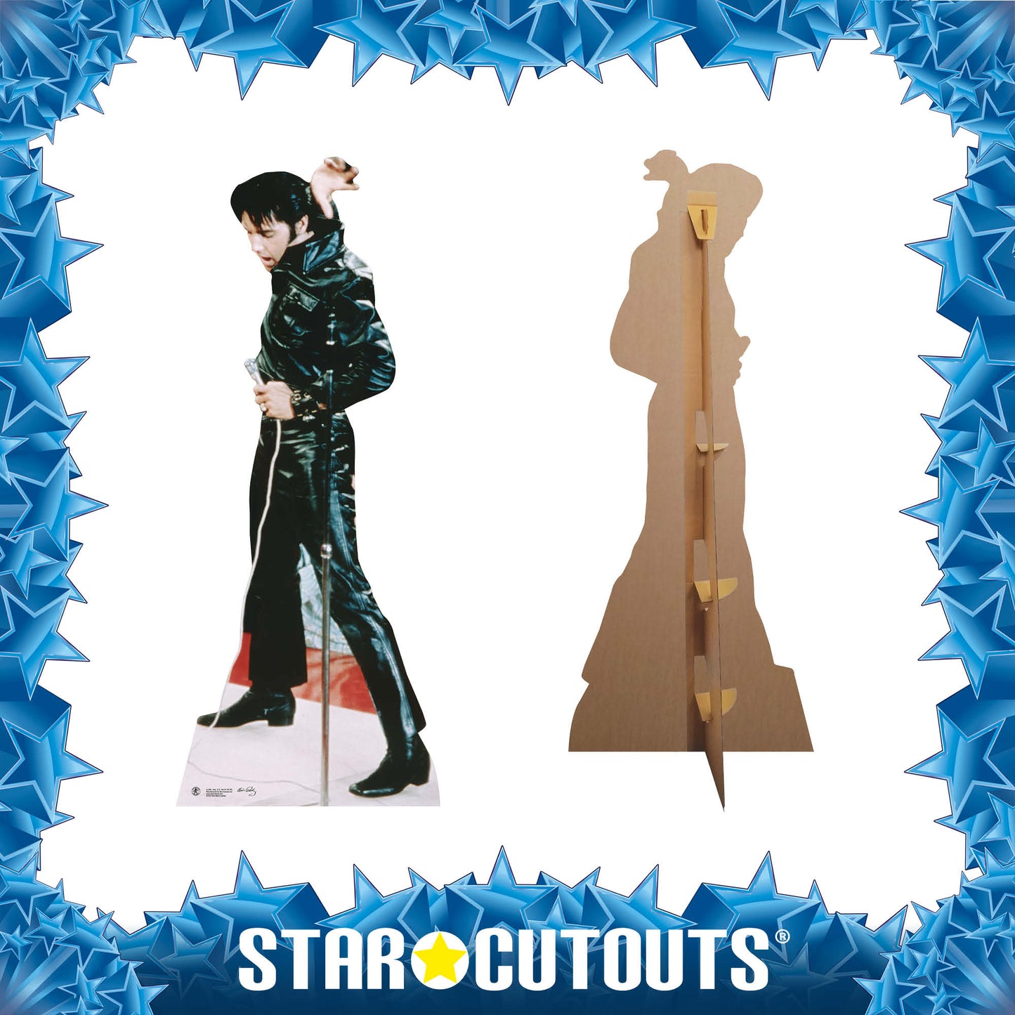 SC594 Elvis Black Leather Cardboard Cut Out Height 184cm
