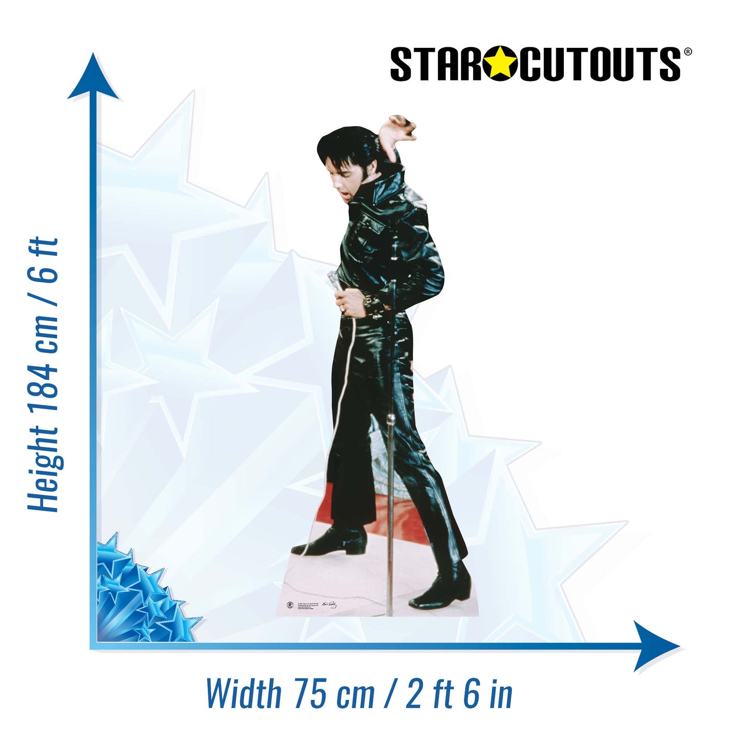 SC594 Elvis Black Leather Cardboard Cut Out Height 184cm