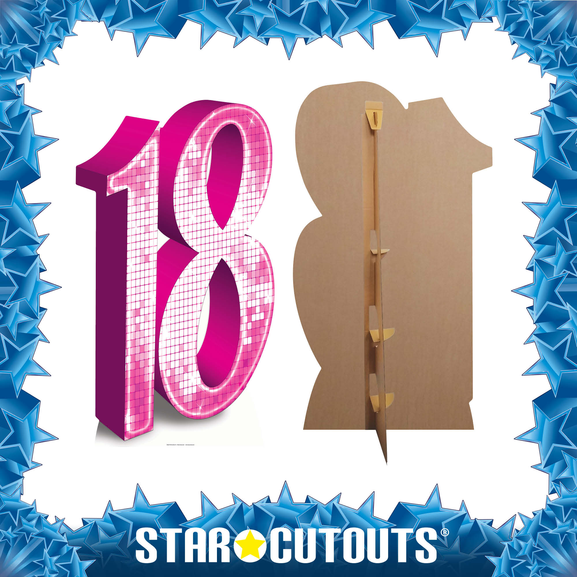 Pink Math 18 SC629 PINK number 18 Cardboard Cut Out Height 176cm – Star Cutouts