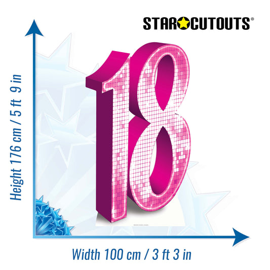 SC629 PINK number 18 Cardboard Cut Out Height 176cm