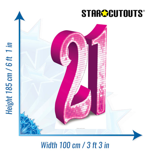 SC630 PINK number 21 Cardboard Cut Out Height 185cm