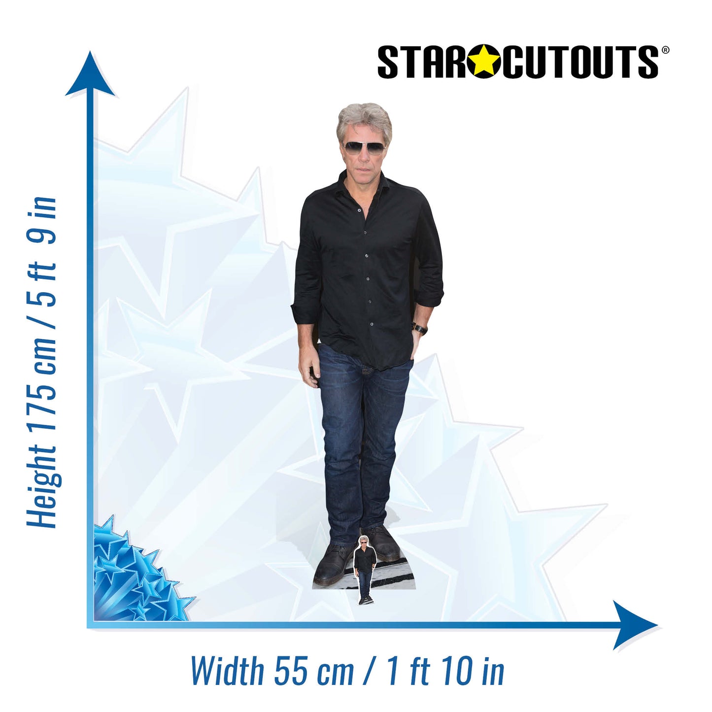 CS650 Jon Bon Jovi Height 175cm Lifesize Cardboard Cut Out With Mini