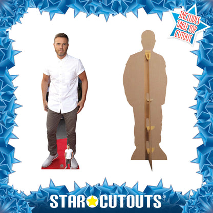 CS659 Gary Barlow White Shine Height 175cm Lifesize Cardboard Cut Out With Mini