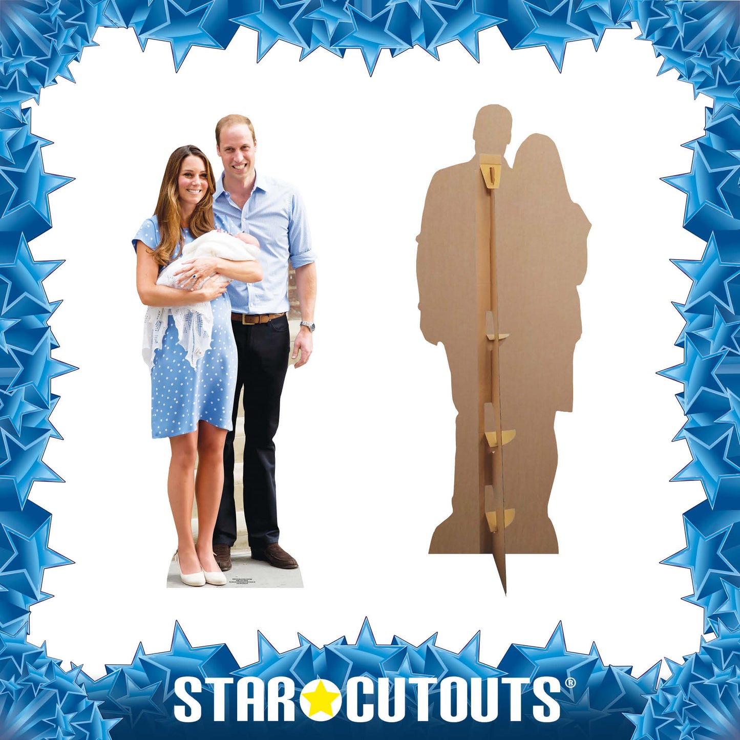 SC659 Prince William,Kate and Baby Cambridge Cardboard Cut Out Height 184cm