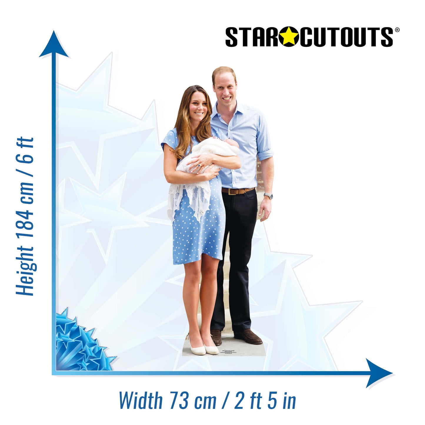 SC659 Prince William,Kate and Baby Cambridge Cardboard Cut Out Height 184cm
