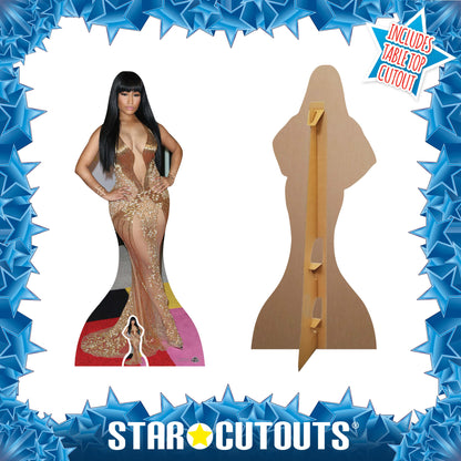 CS679 Nicki Minaj (Gold Dress) Height 163cm Lifesize Cardboard Cut Out With Mini