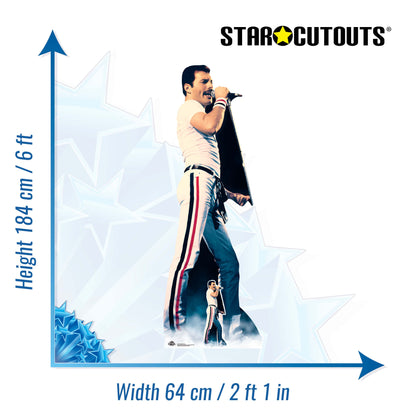 CS700 Freddie Mercury On Stage Icon 1982 Red and Blue Stripes Height 184cm Lifesize Cardboard Cut Out With Mini