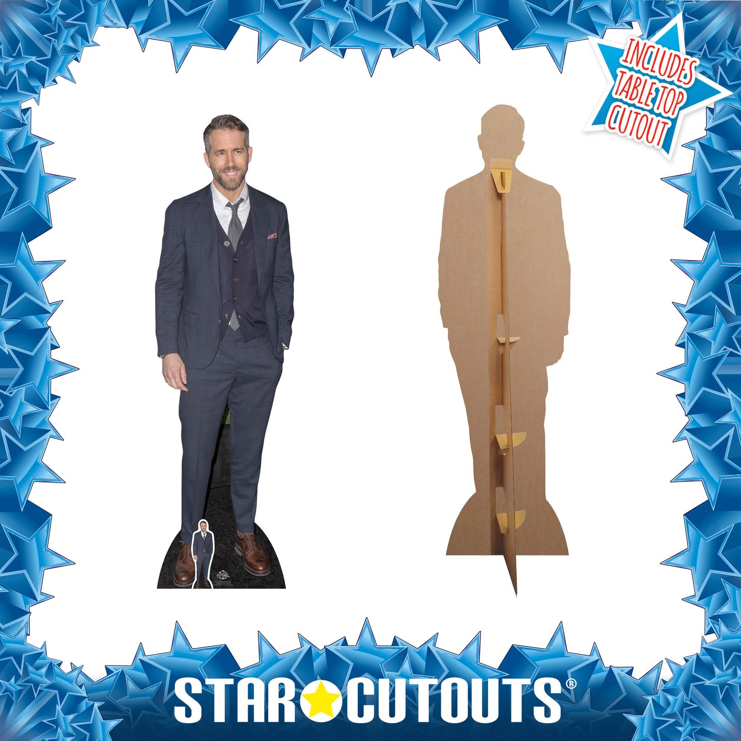 CS704 Ryan Reynolds Smart Casual Suit Height 188cm Lifesize Cardboard Cut Out With Mini