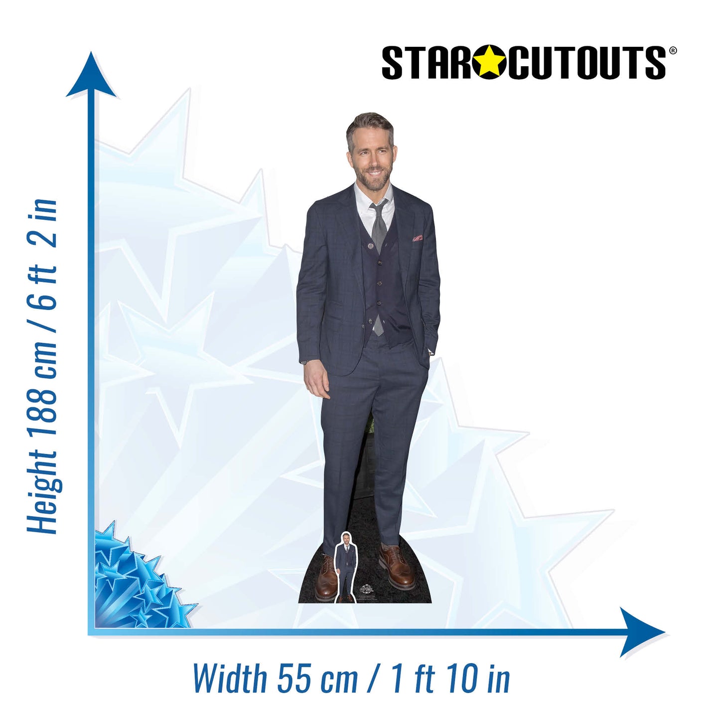 CS704 Ryan Reynolds Smart Casual Suit Height 188cm Lifesize Cardboard Cut Out With Mini