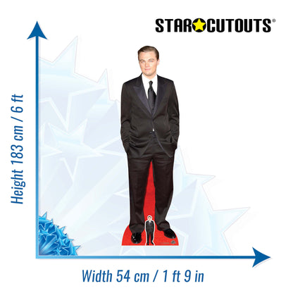 CS705 Leonardo DiCaprio (Black Suit) Height 183cm Lifesize Cardboard Cut Out With Mini