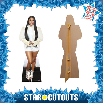 CS708 Nicki Minaj (White Fur Jacket) Height 163cm Lifesize Cardboard Cut Out With Mini