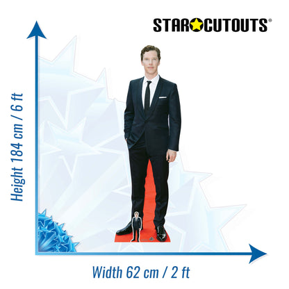 CS726 Benedict Cumberbatch Smart White Pocket Square Height 184cm Lifesize Cardboard Cut Out With Mini