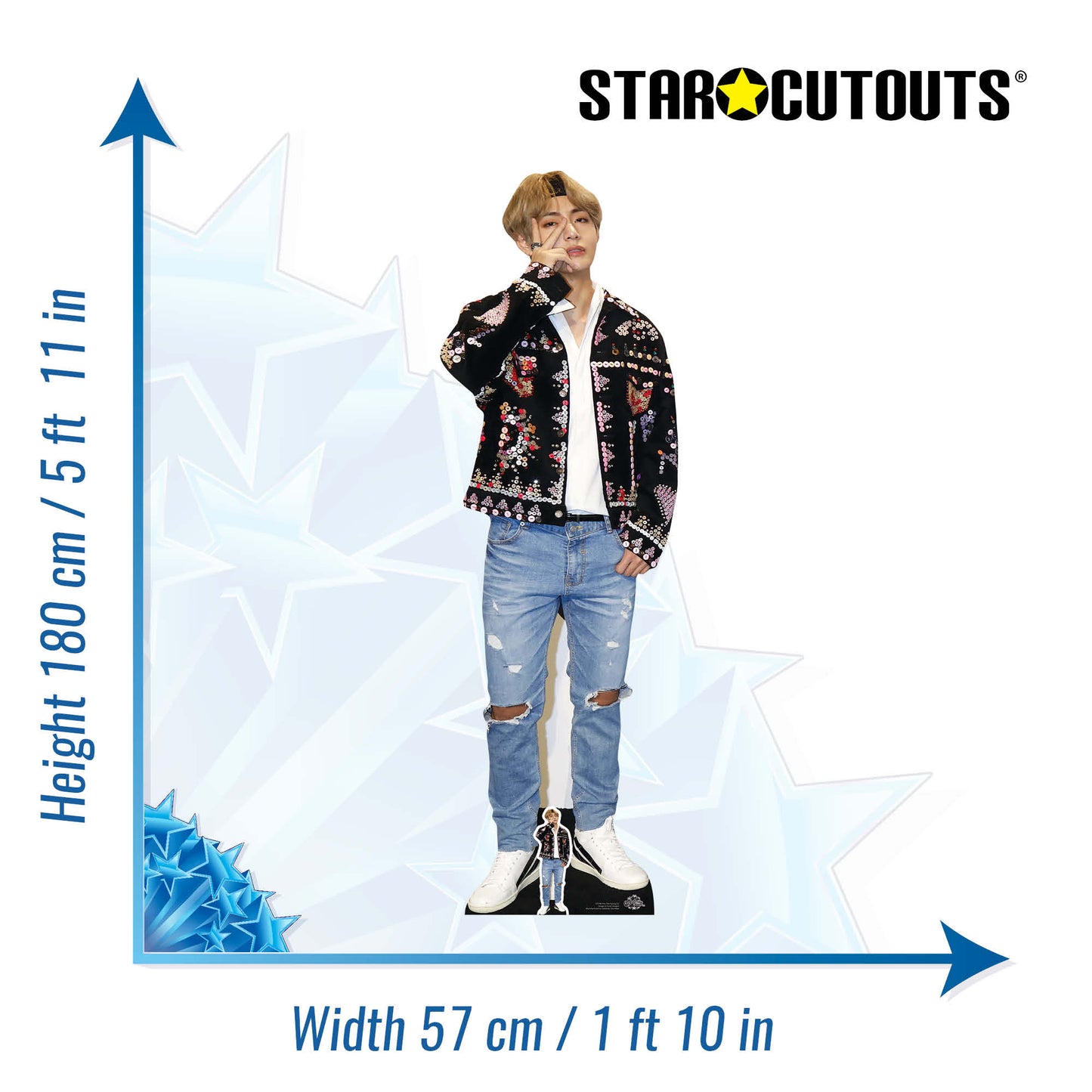 CS746 Kim Taehyung (V) BTS BANGTAN BOYS Headband Height 180cm Lifesize Cardboard Cut Out With Mini