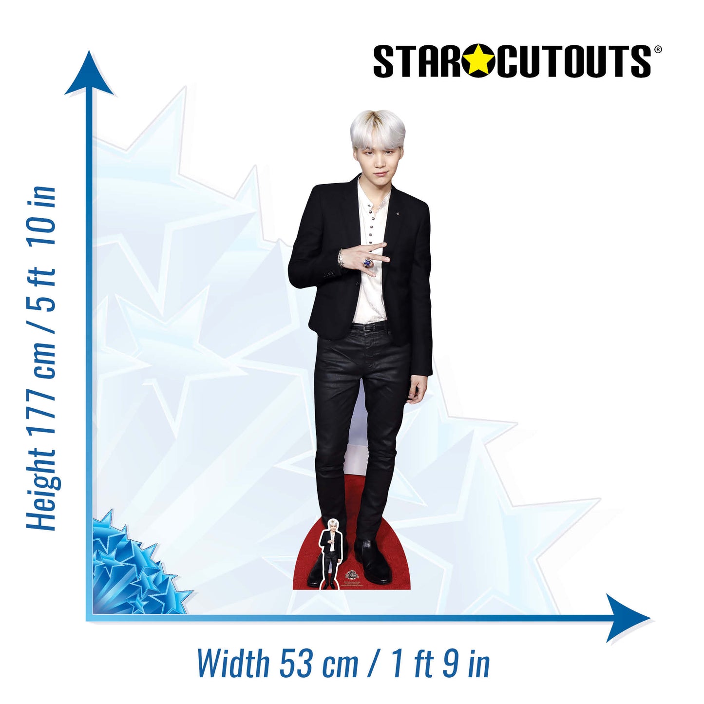 CS747 Min Yoon-gi (Suga) BTS BANGTAN BOYS Height 177cm Lifesize Cardboard Cut Out With Mini