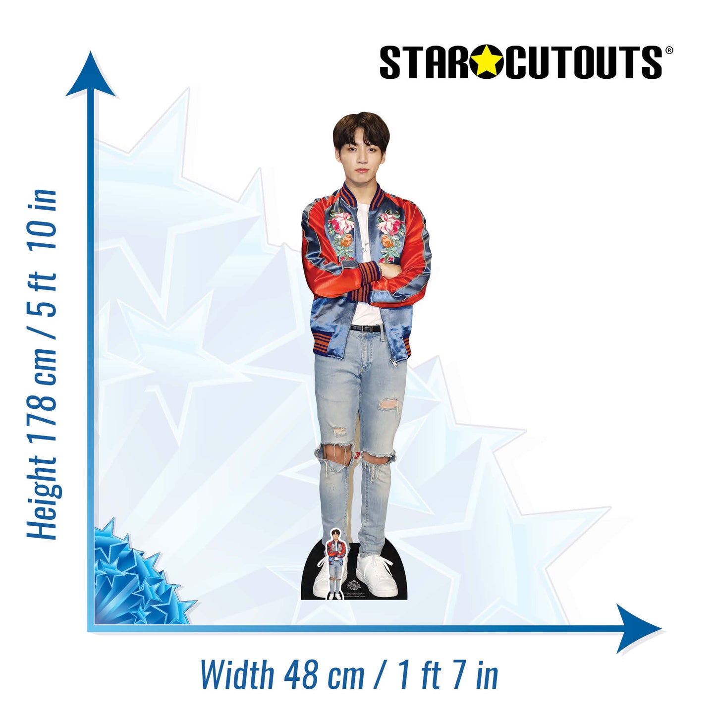 CS749 Jeon Jung-kook (Jungkook) Red Jacket BTS BANGTAN BOYS Height 178cm Lifesize Cardboard Cut Out With Mini