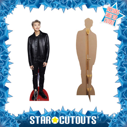 CS750 Kim Nam-joon (RAP MONSTER) Black Leather BTS BANGTAN BOYS Height 182cm Lifesize Cardboard Cut Out With Mini