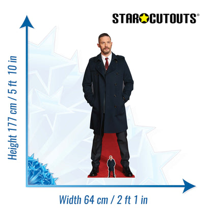 CS760 Tom Hardy Long Black Coat Height 177cm Lifesize Cardboard Cut Out With Mini