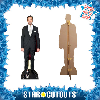 CS781 Hugh Jackman Polka Dot Tie Height 189cm Lifesize Cardboard Cut Out With Mini