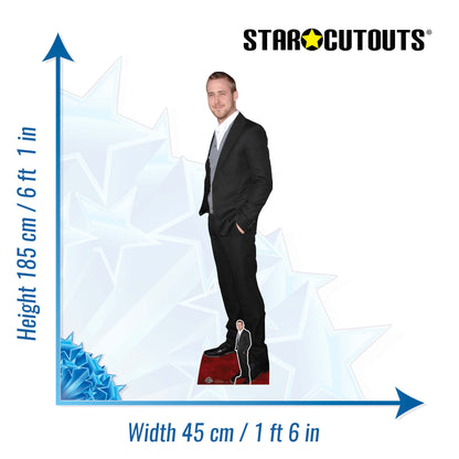 CS786 Ryan Gosling Black Suit Cute Smile Height 185cm Lifesize Cardboard Cut Out With Mini