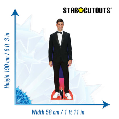 CS793 Novak Djokovic Tennis Player Smart Black Suit Height 190cm Lifesize Cardboard Cut Out With Mini