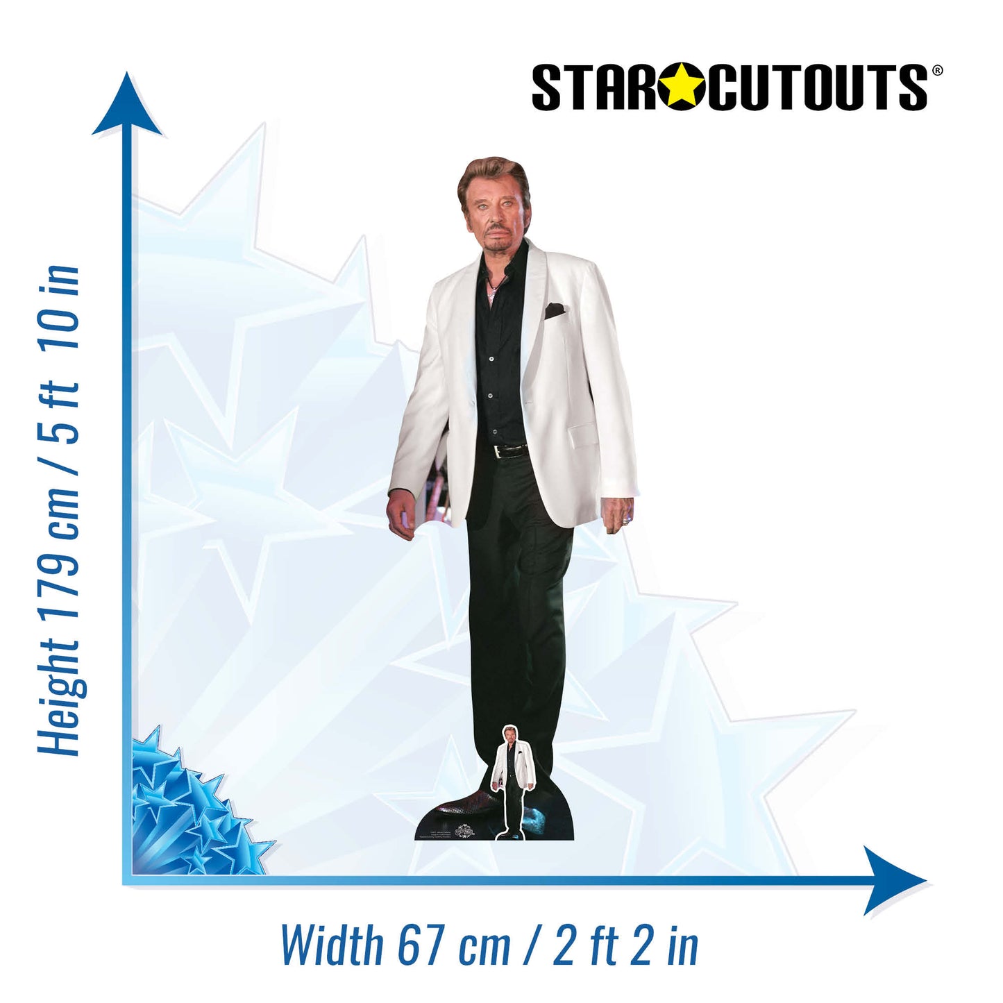 CS807 Johnny Hallyday Height 179cm Lifesize Cardboard Cut Out With Mini