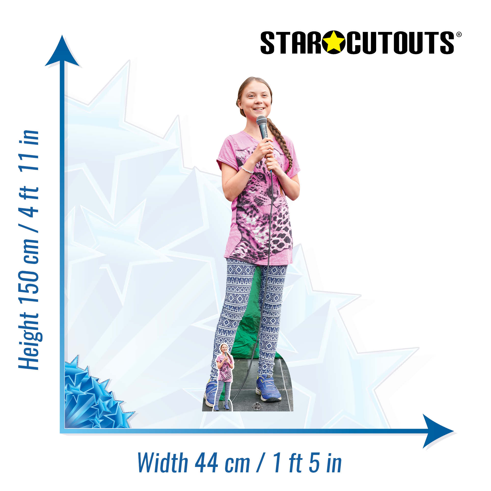 Silhouette En Carton Grandeur Nature Greta Thunberg - Découpe Photo Personnage Célèbre, Hauteur Jusqu'à 190 Cm
