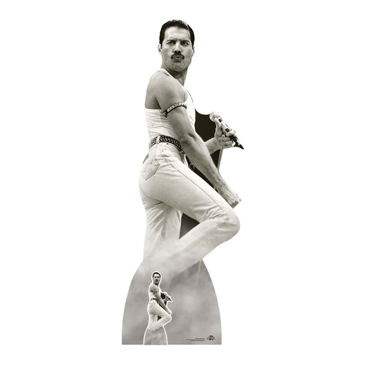 CS850 Freddie Mercury July 1985 Black and White (Live Aid) Height 179cm Lifesize Cardboard Cut Out With Mini