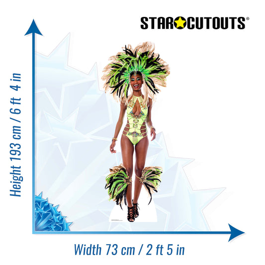 SC859 Mardi-Gras Brazilian Babe Cardboard Cut Out Height 193cm