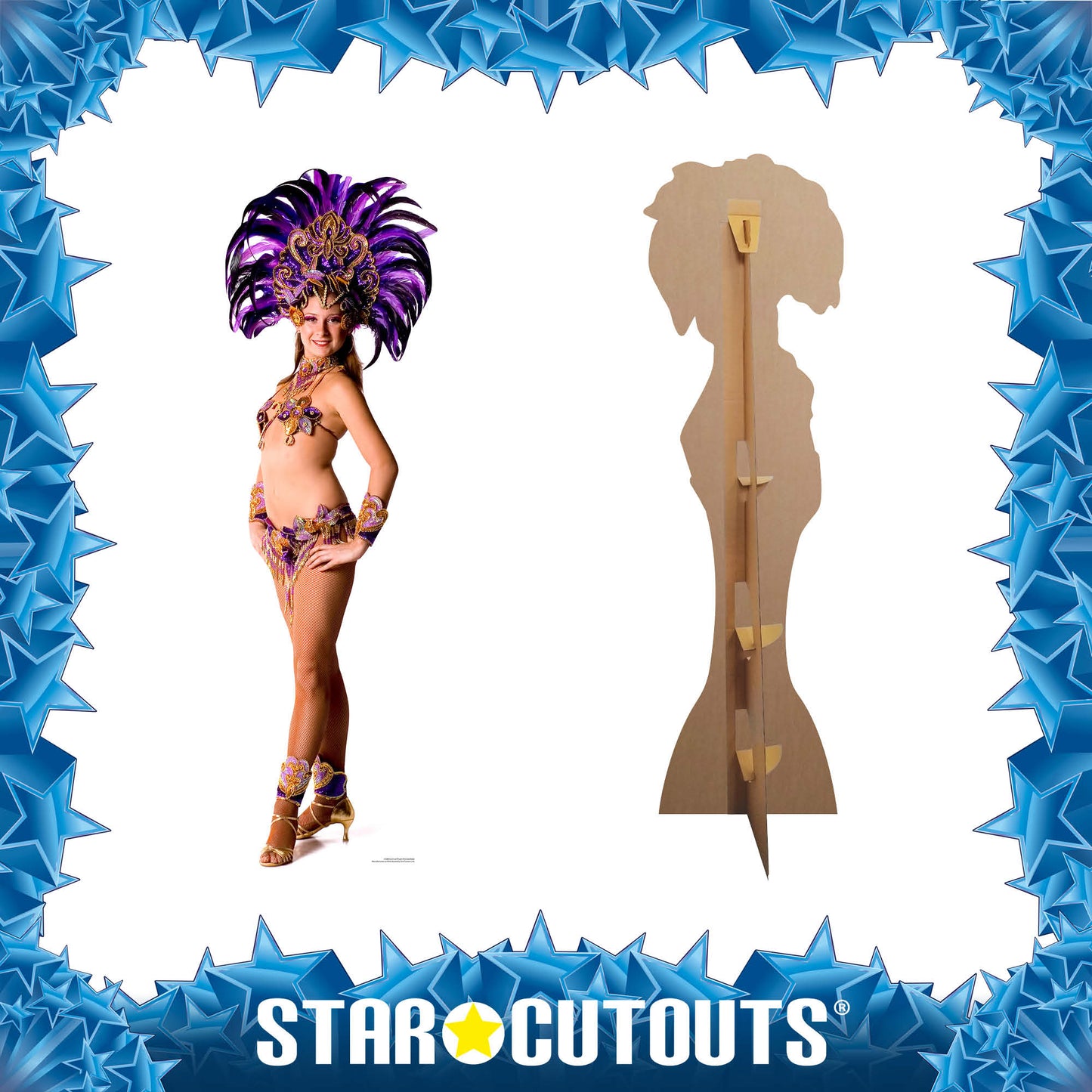 SC860 Carnival Purple Peacock Babe Cardboard Cut Out Height 194cm