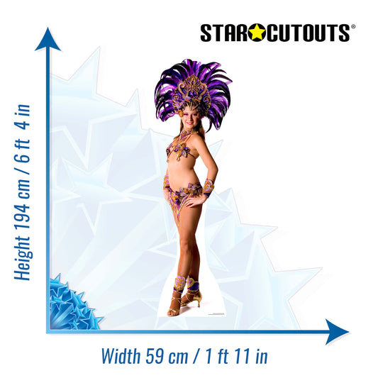 SC860 Carnival Purple Peacock Babe Cardboard Cut Out Height 194cm