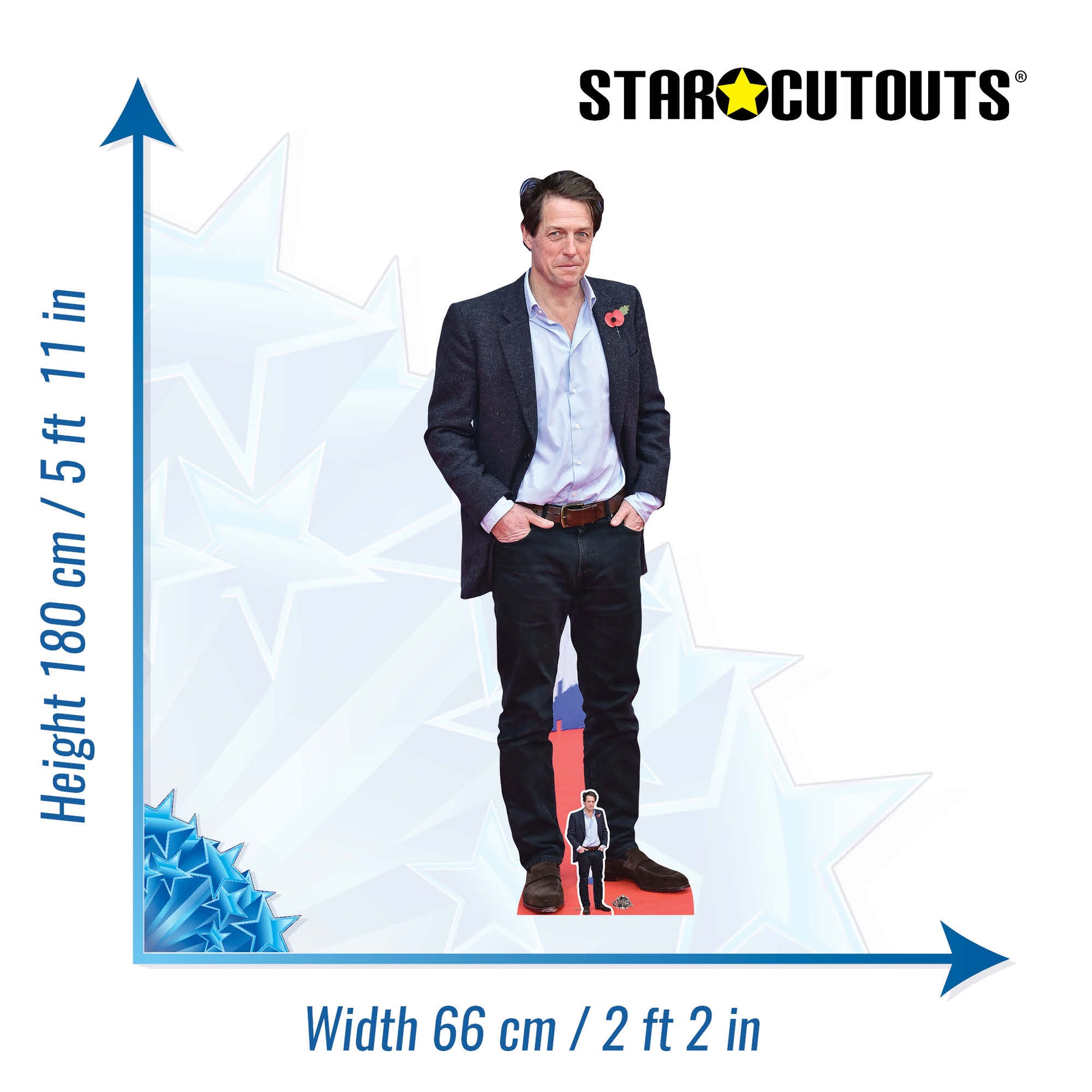 CS894 Hugh Grant Blue Shirt Height 180cm Lifesize Cardboard Cut