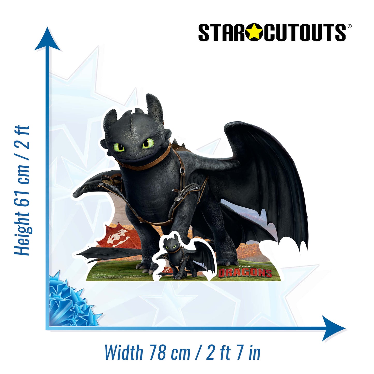 SC920 Toothless Dragon STAR MINI Cardboard Cut Out Height 61cm