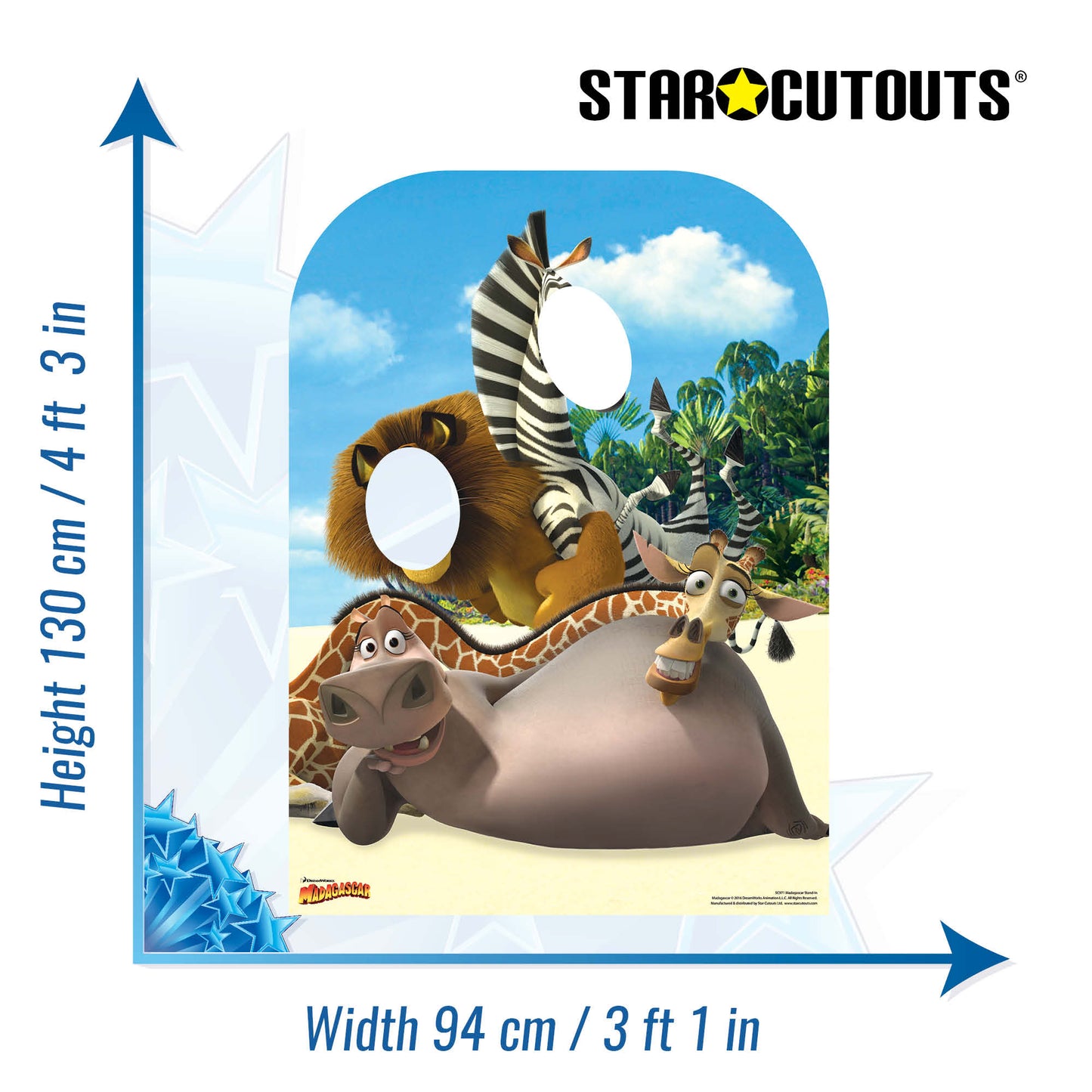 SC971 Madagascar Stand-In Cardboard Cut Out Height 130cm